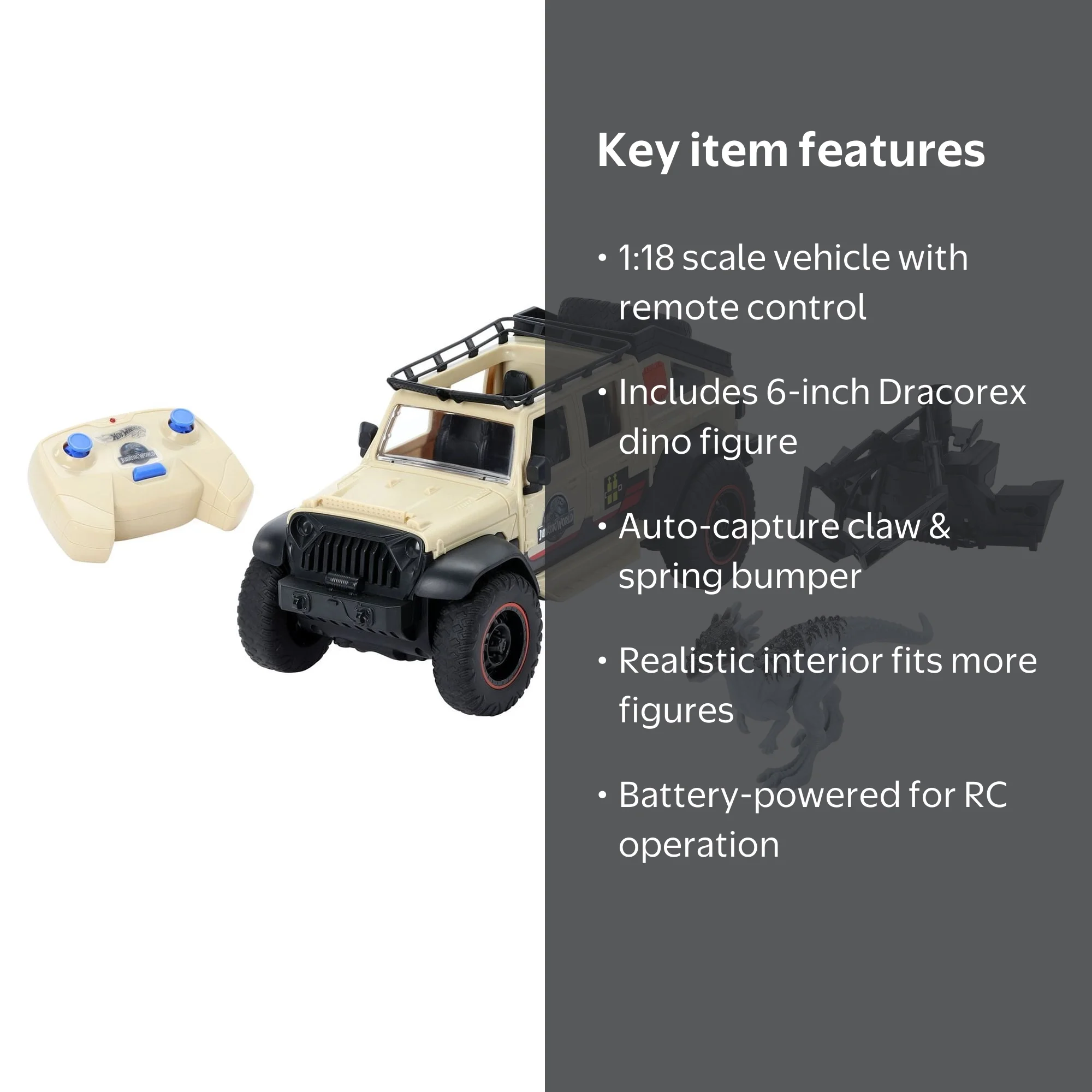 Matchbox Jurassic World Dominion RC Jeep Gladiator with 6-in Dino