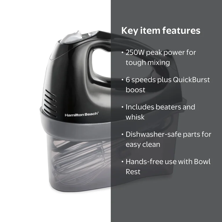 Hamilton Beach, 6-Speed Hand Mixer, with QuickBurst, Storage Case