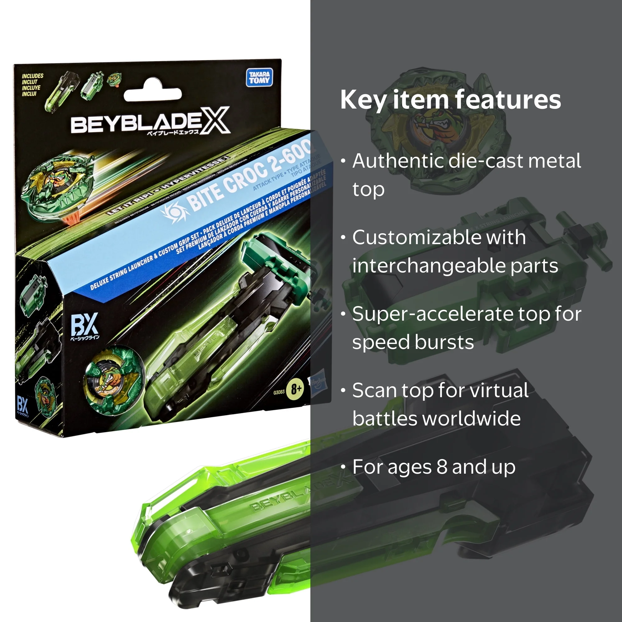 Beyblade X Deluxe String Launcher Battling Top with Custom Grip