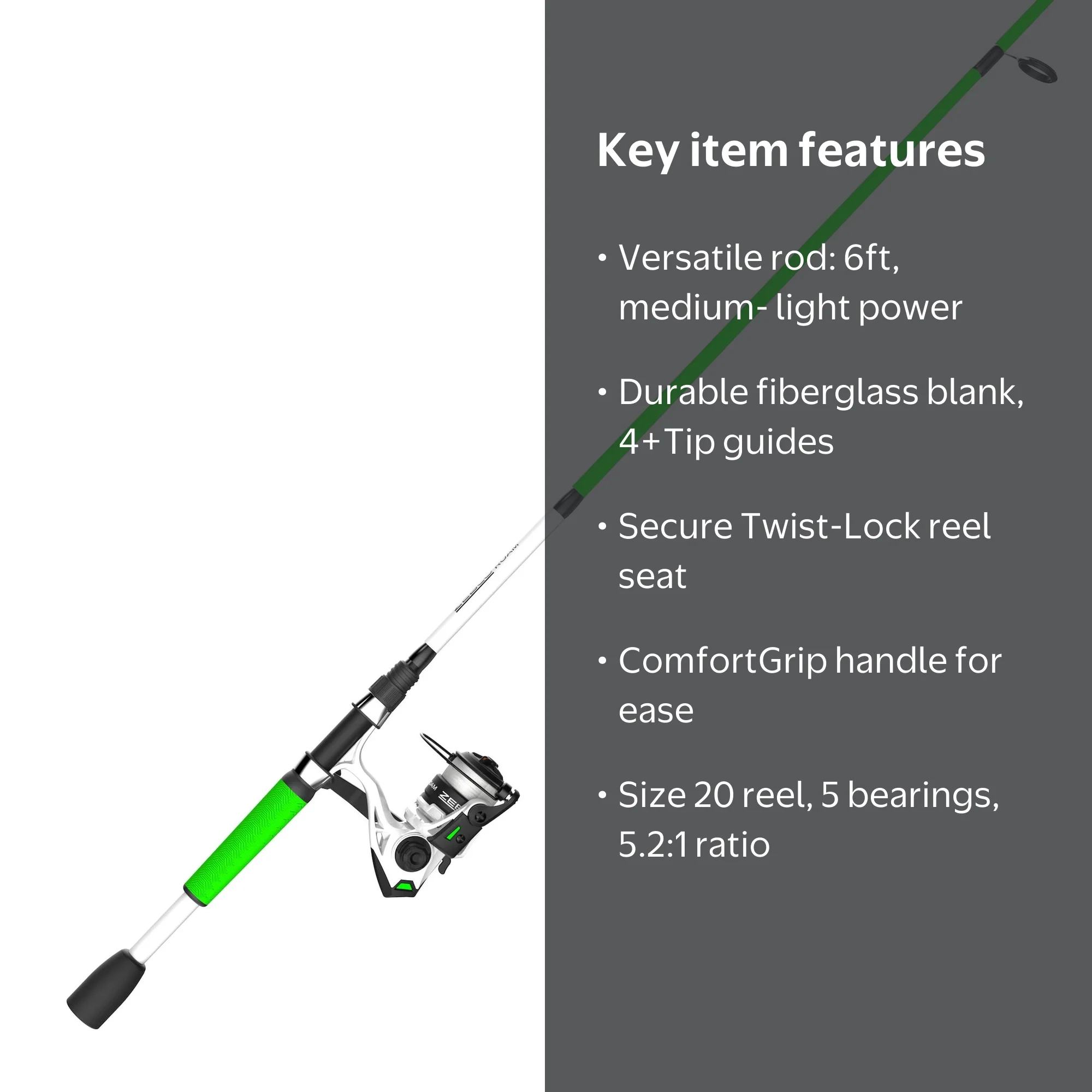 Free Shipping! Zebco Roam Spinning Reel and Fiberglass Fishing Rod