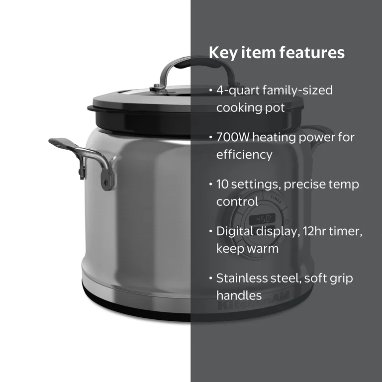 KitchenAid KMC4241SS Electric Multi Steamer Slow Cooker, 4 Qt