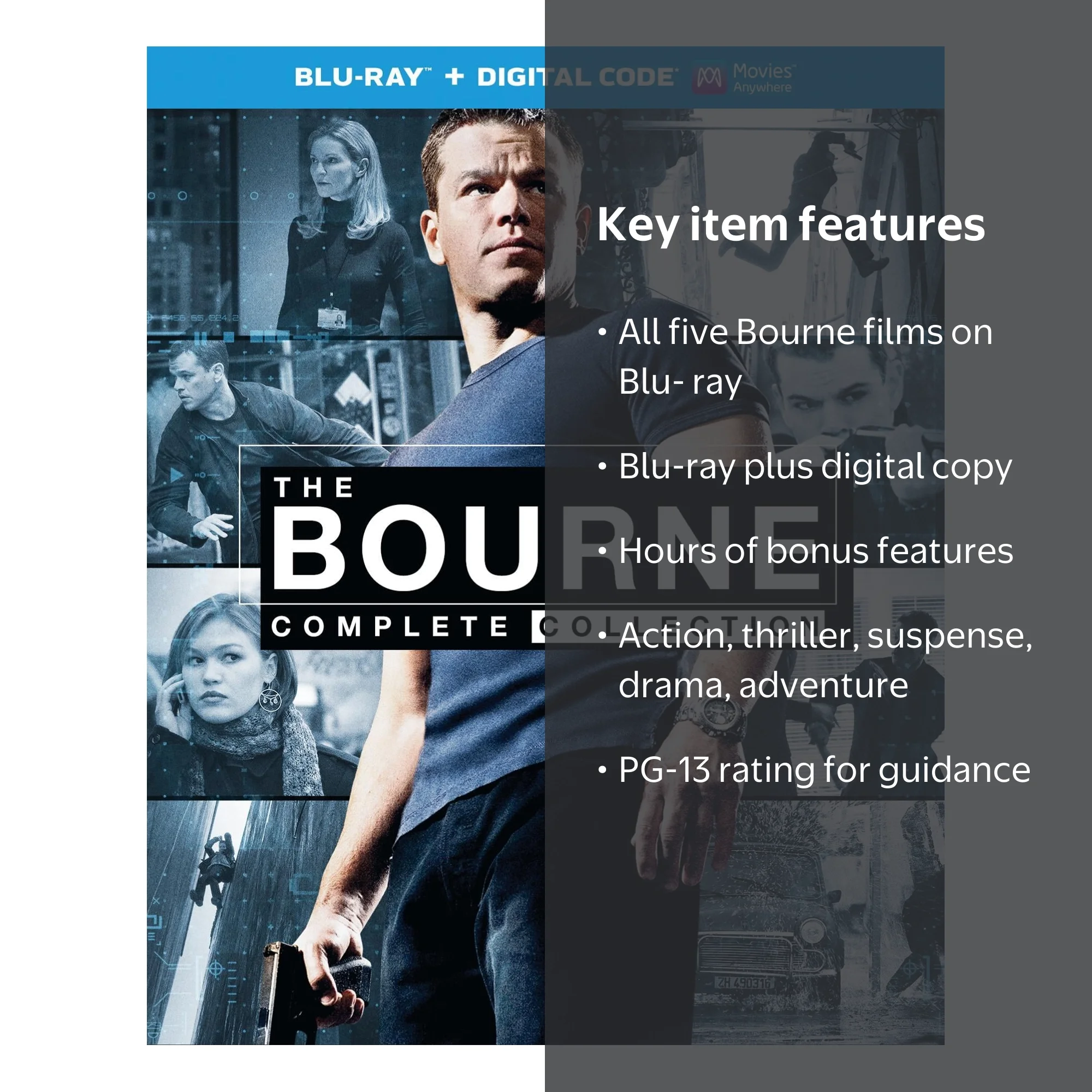 SDS, The Bourne Complete Collection, PG-13, Blu-ray + Digital