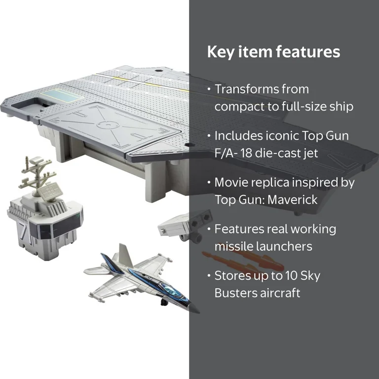 Matchbox Top Gun Maverick Aircraft Carrier Play Set with Sky