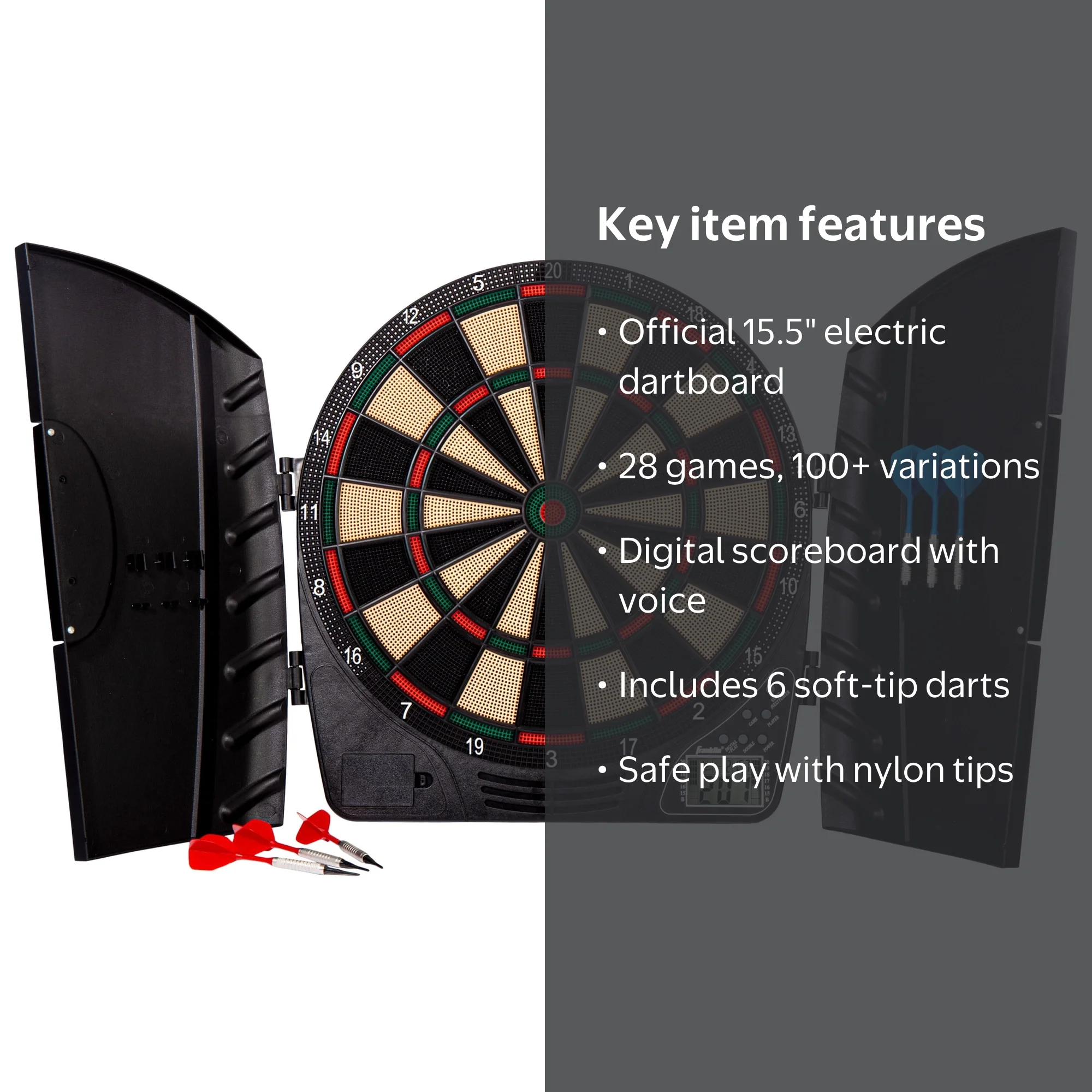 Franklin Sports Electronic Dart Board Set - Soft Tip Electric