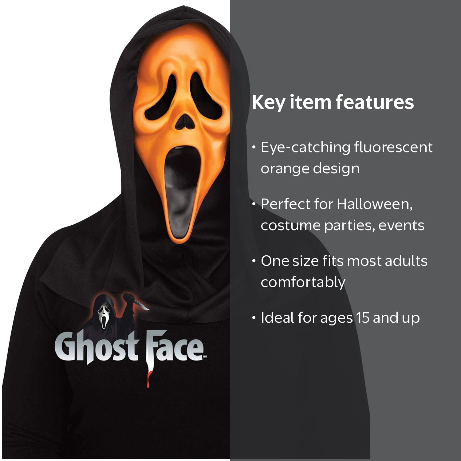 Fun World Ghost Face Fluorescent Killer Costume Mask Orange for Fun World Ghost Face Fluorescent Killer Costume Mask Orange for