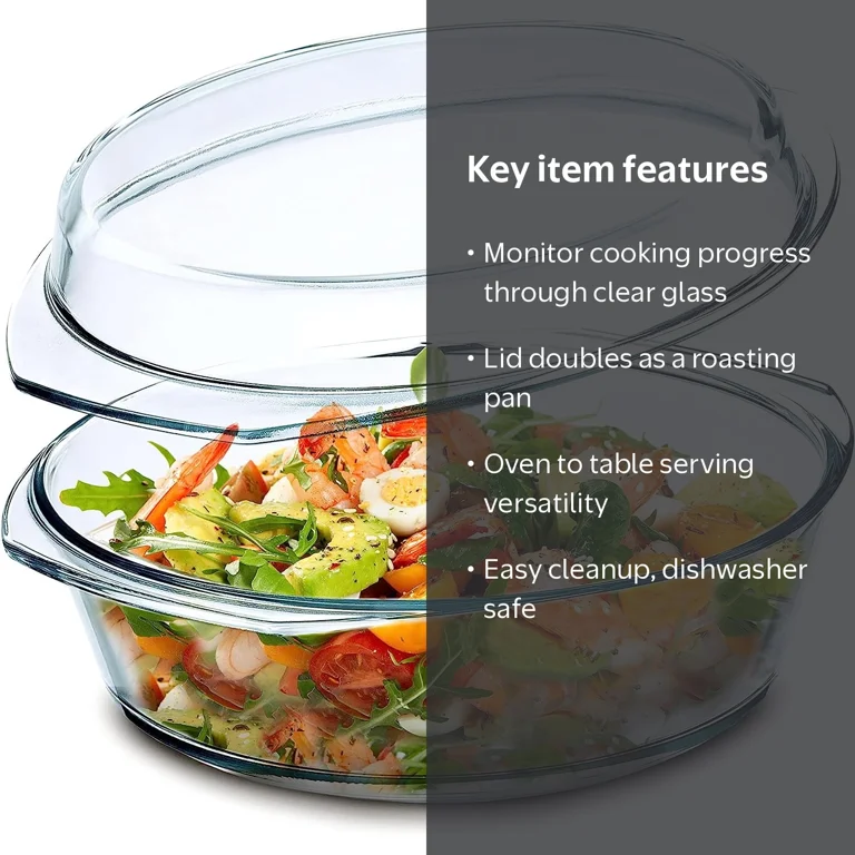 glass baking casserole baking dish with lid