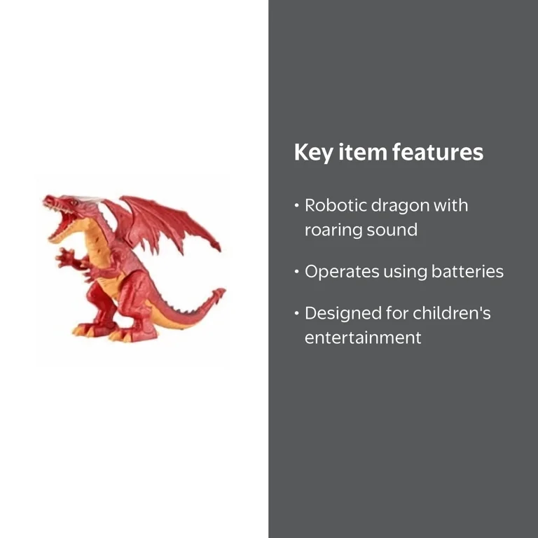 Zoofy International, Roaring Dragon Toy, Red, Battery-Powered