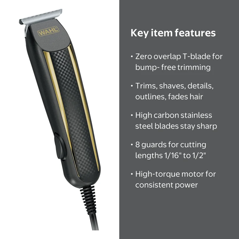 Wahl Edge Pro Corded Trimmer, Ultra-Close T-Blade, Bump-Free Men's
