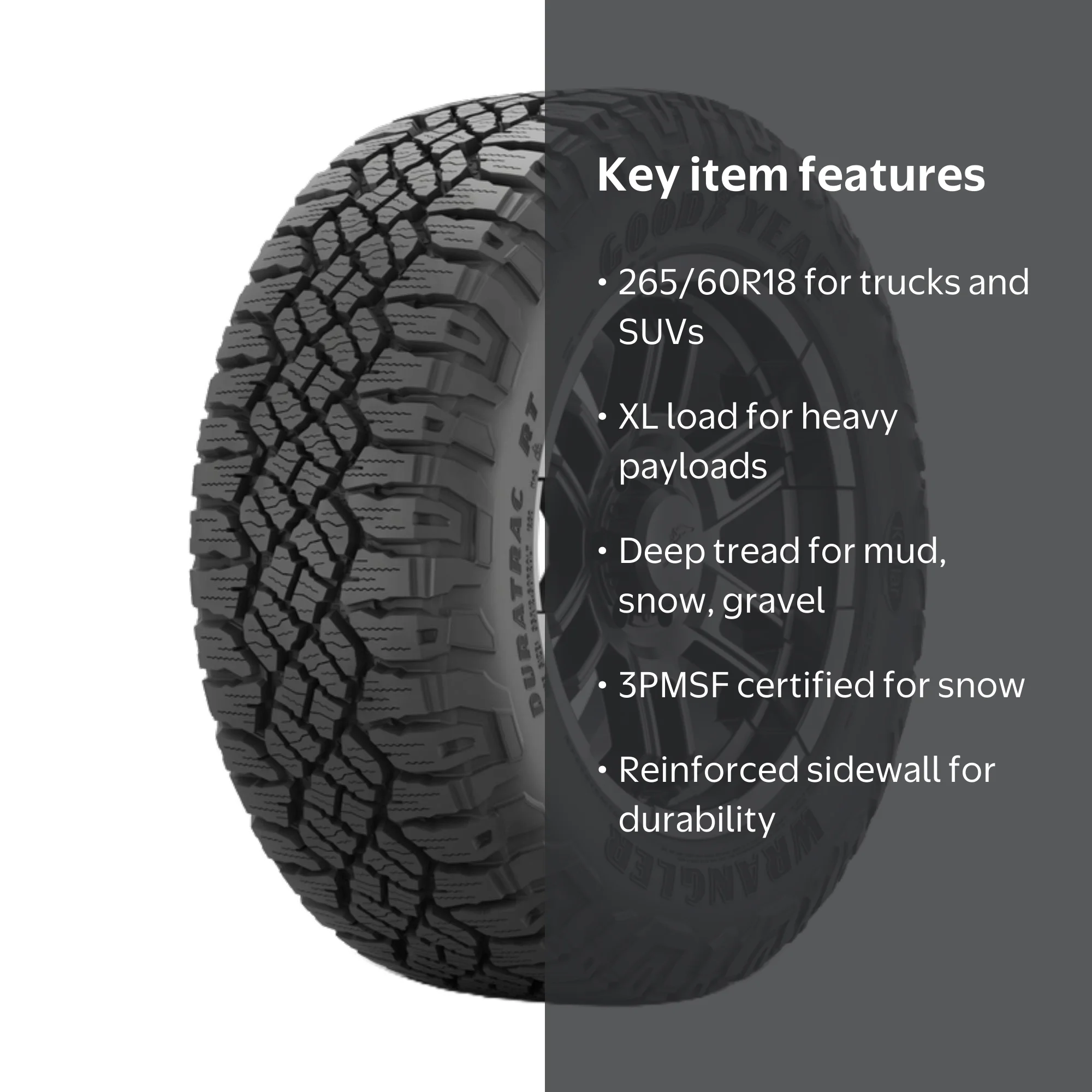 Goodyear, Light Truck Tire, 265/60R18 114T XL, Rugged Terrain