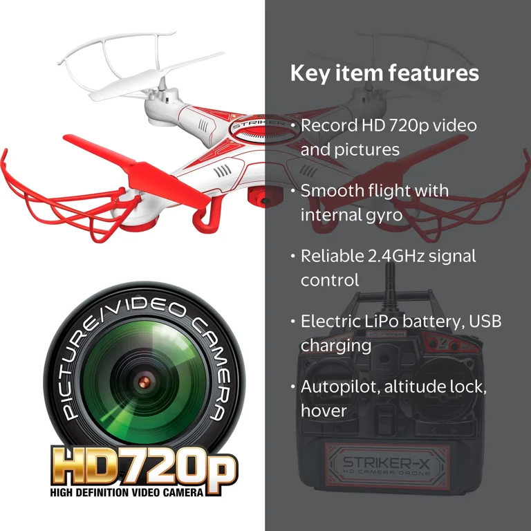 World Tech Toys Striker-X 2.4GHz 4.5CH RC Quadcopter with HD Video