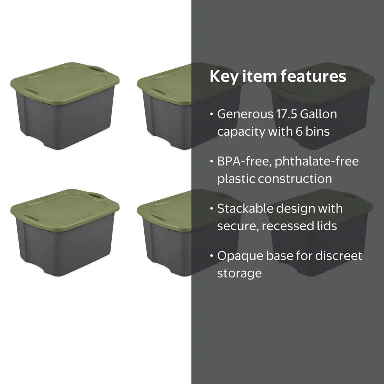 Sterilite Large EZ Carry Storage Bin, 17.5 Gallon Plastic Storage