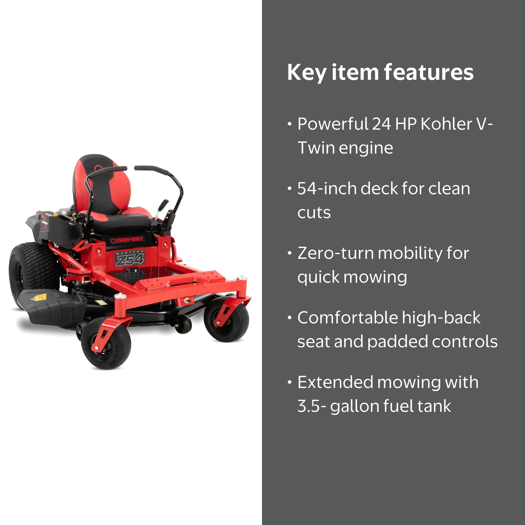 Troy-Bilt Mustang Z54 724cc 24HP Zero-Turn Ride Lawn Mower