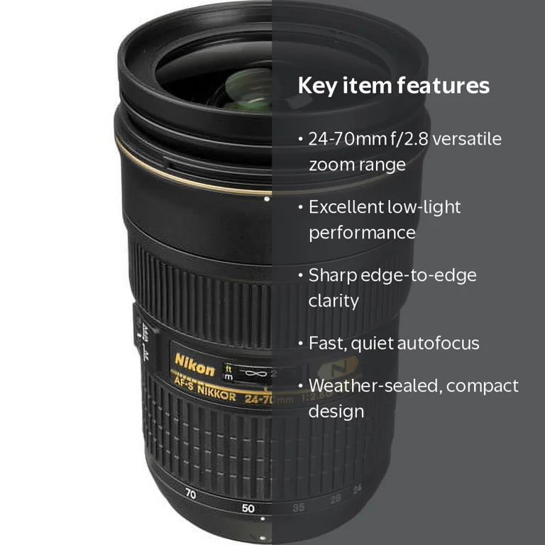 Nikon AF-S Nikkor 24-70mm f/2.8G ED Autofocus Zoom Lens for FX