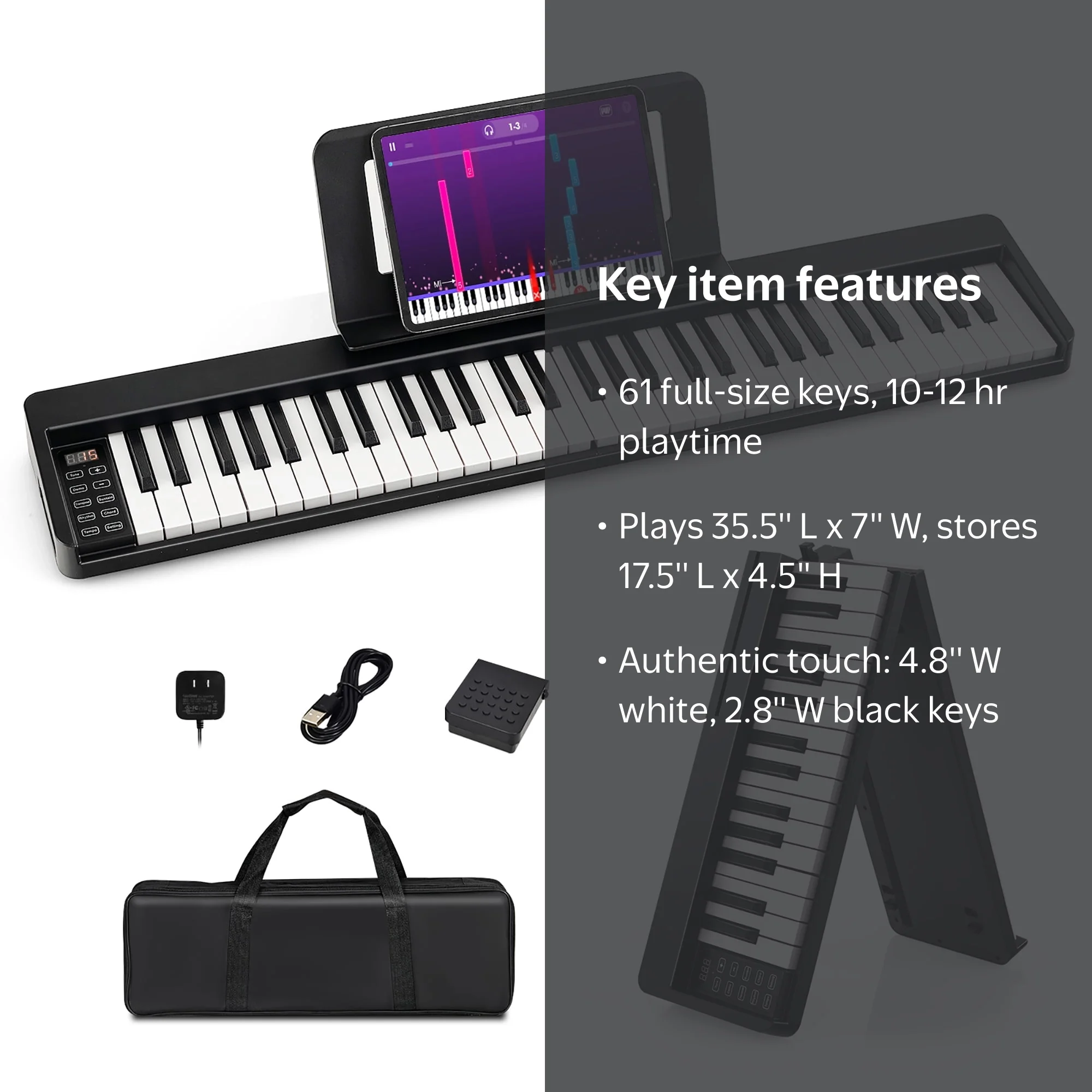 Gymax 61 Key Electric Compact Full Size Folding Piano Semi