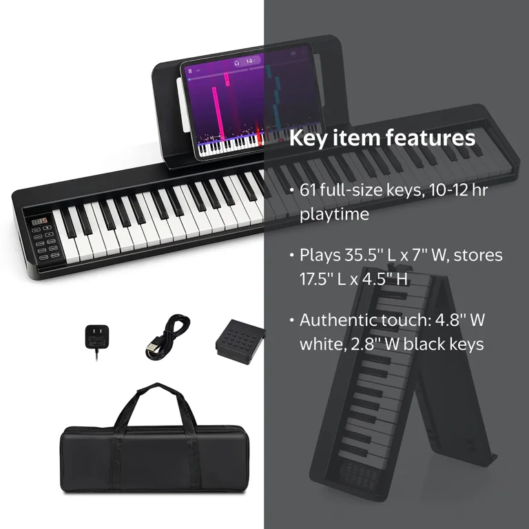 Gymax 61 Key Electric Compact Full Size Folding Piano Semi