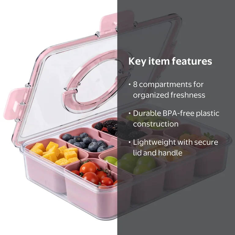 COOK WITH COLOR Snackle Box Containers, 8 Compartment Plastic