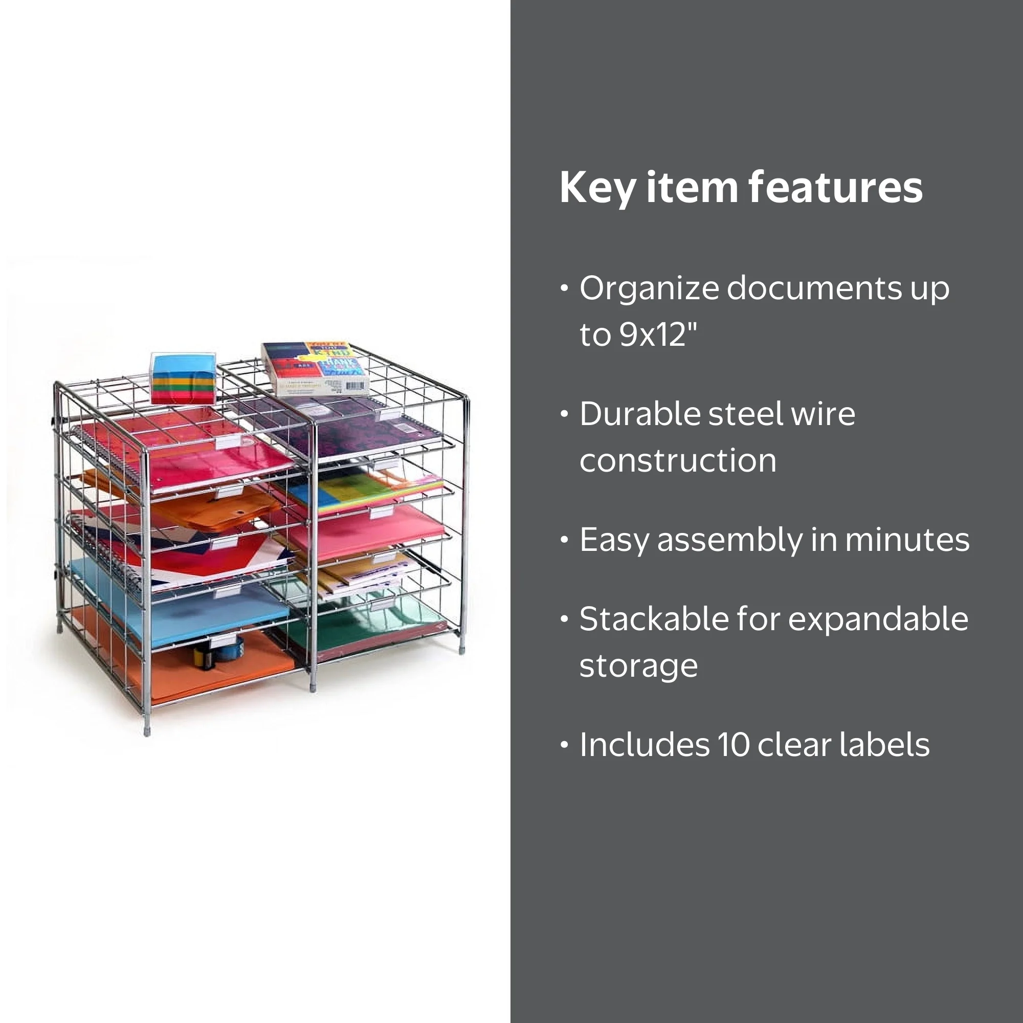Stacking 10 Slot Desktop and Mailroom Letter File Literature