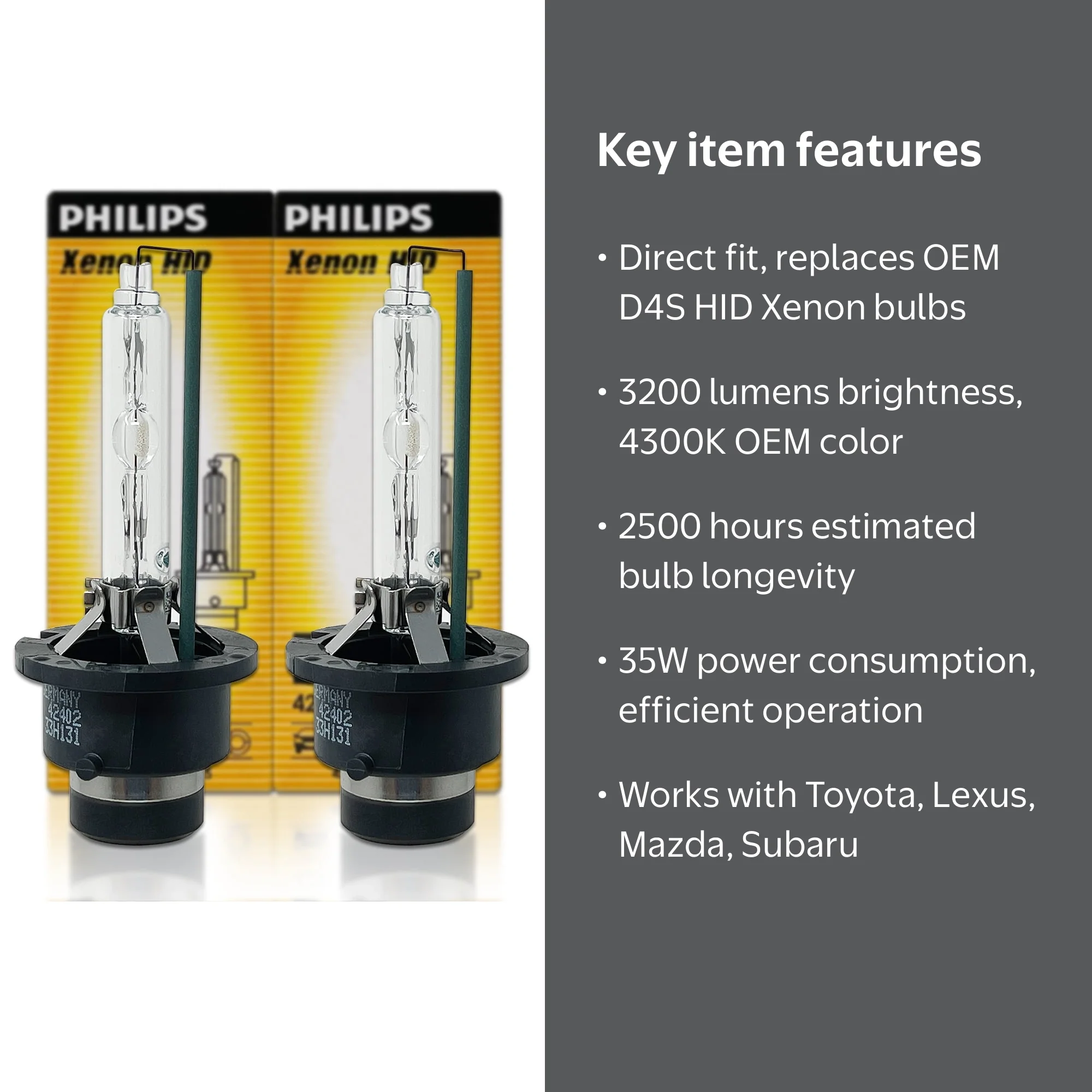 Ｄ５２００ D4S: Philips 42402 Standard 4300K HID Bulbs | TRS B930