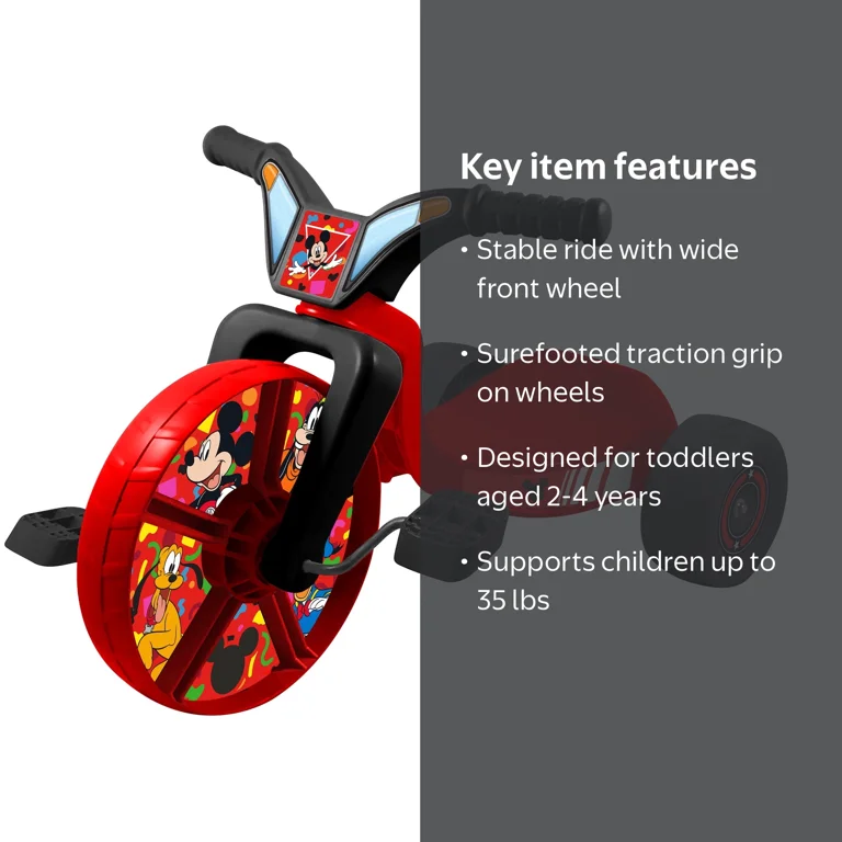 Fly Wheel Mickey Mouse Junior Cruiser Tricycle with 10 inch Front