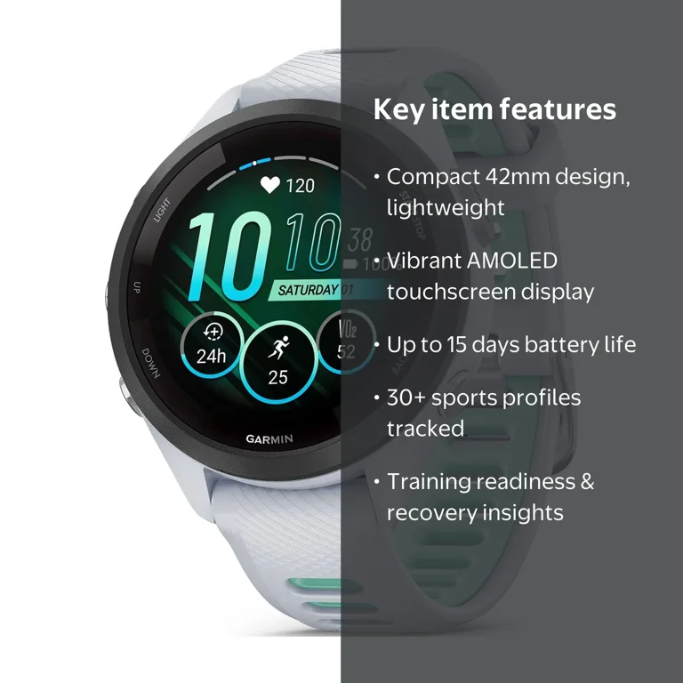 GARMIN, Running Smartwatch, Forerunner 265S, Colorful AMOLED