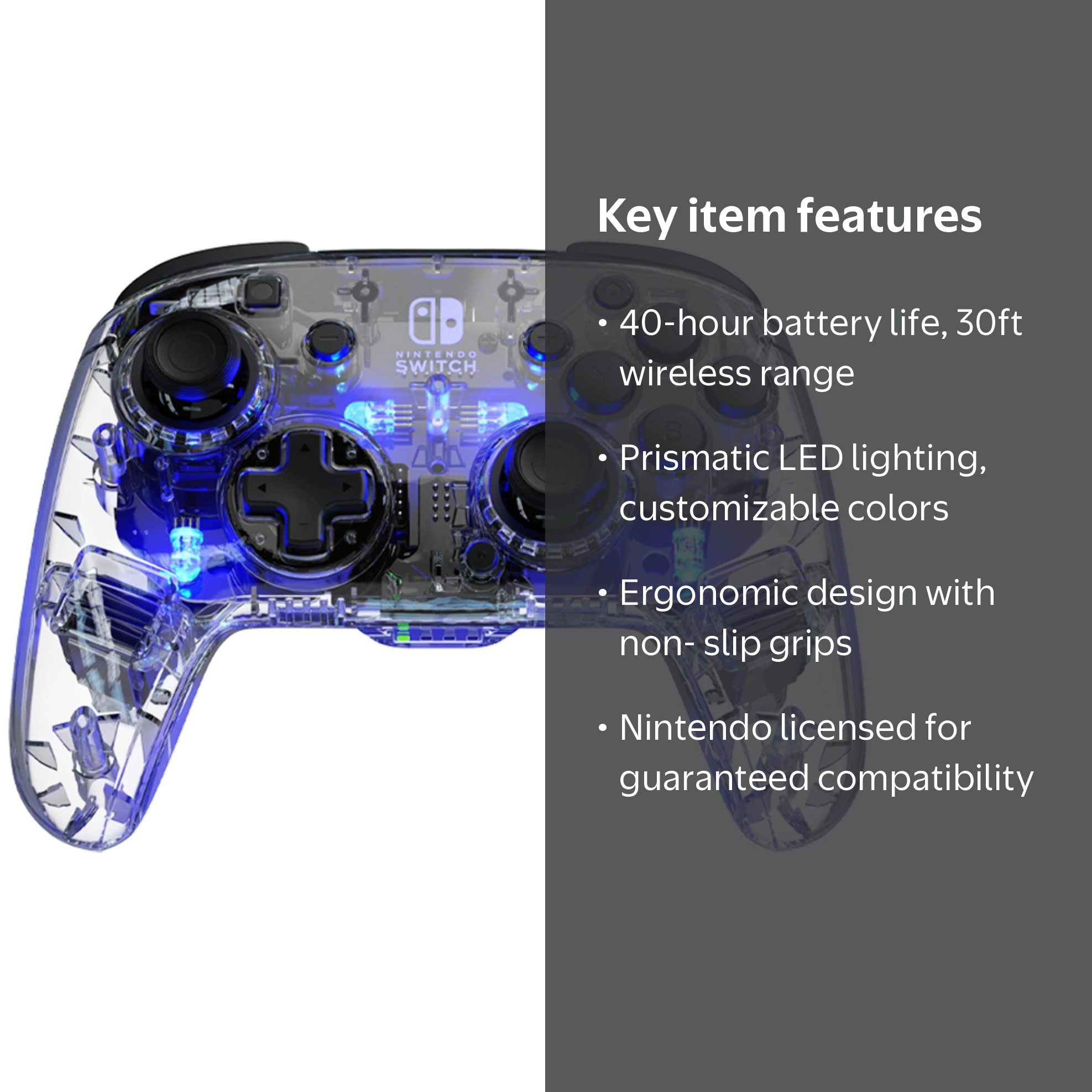 PDP, Afterglow™ Wireless Controller, Prismatic RGB, Clear