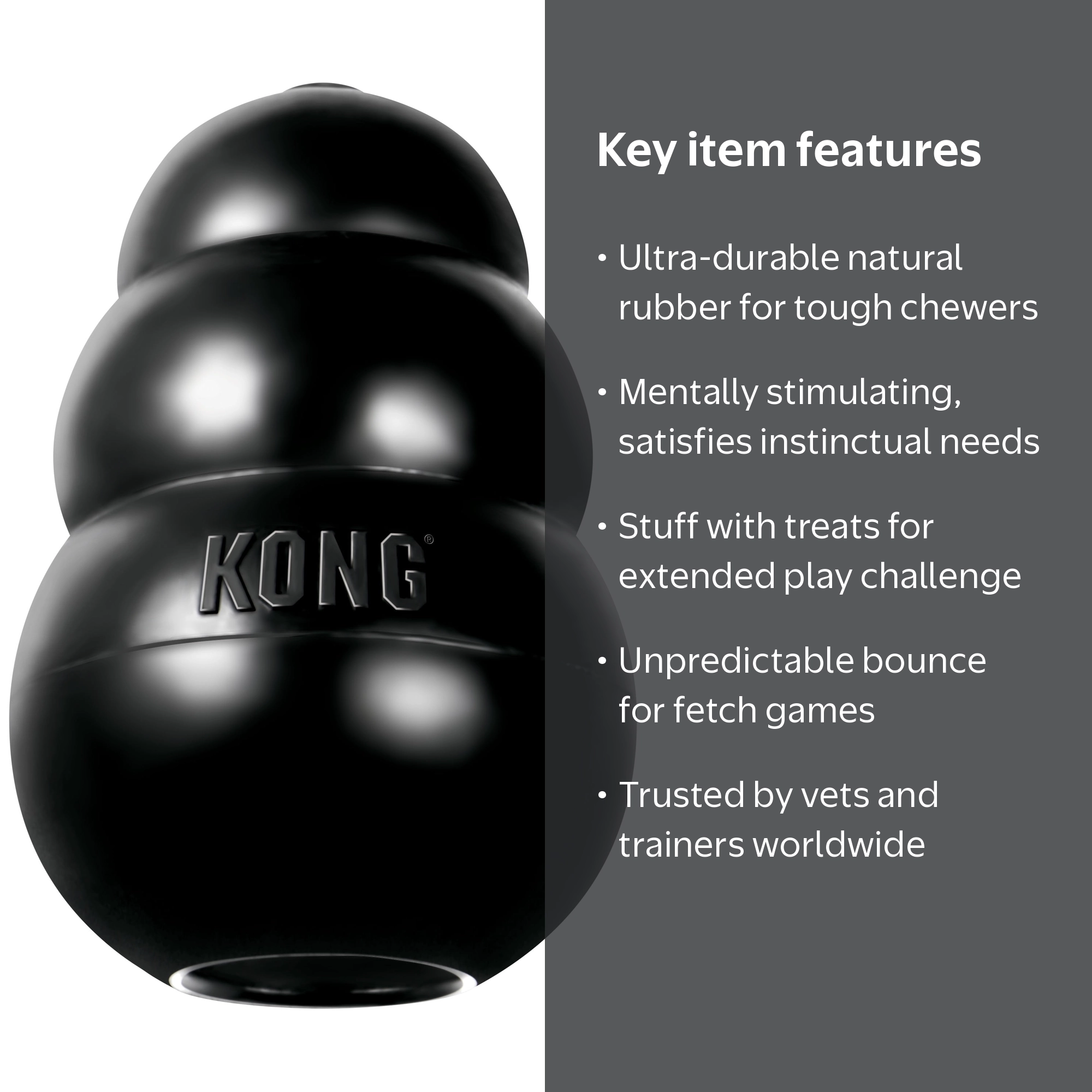 KONG Extreme Ultra-Strong Rubber Dog Toy, Medium, Black for