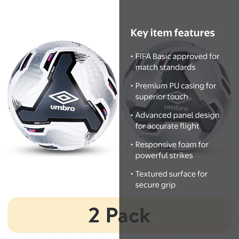 2 pack) Umbro Disruptor Size 4 Soccer Ball for Ages 8-12 Years Old