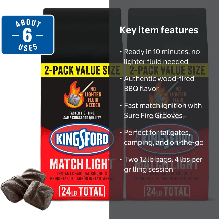 きじま様Loadstar 　シンコー　２本セット Kingsford Match Light Charcoal Briquets, 12 lbs, 2 Pack - Walmart.com