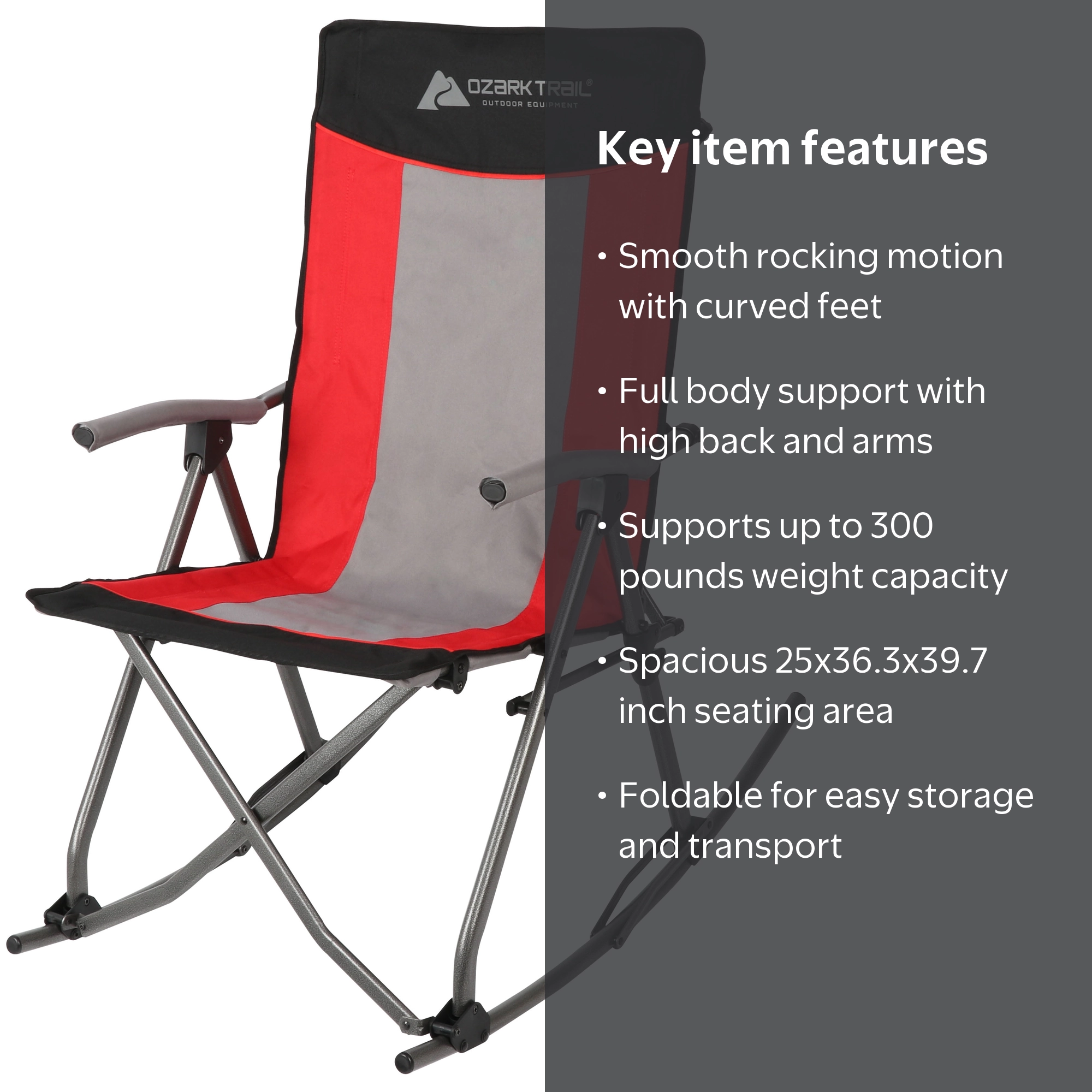 Ozark Trail Camping Rocking Chair, Red, Adult, 16.7 lb - Walmart.com