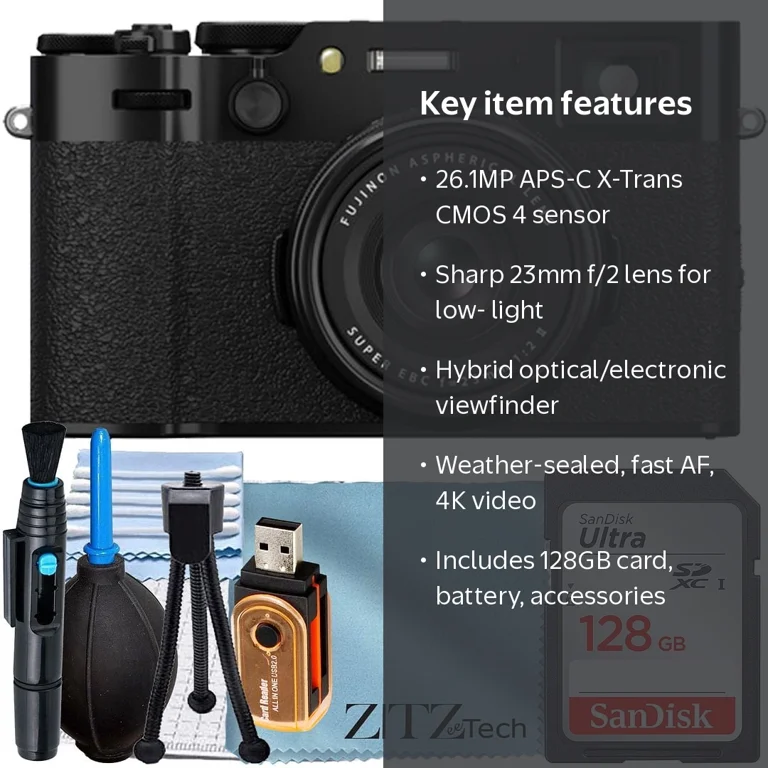 FUJIFILM X100 VI Digital Camera (Black) with 128GB Memory Card +