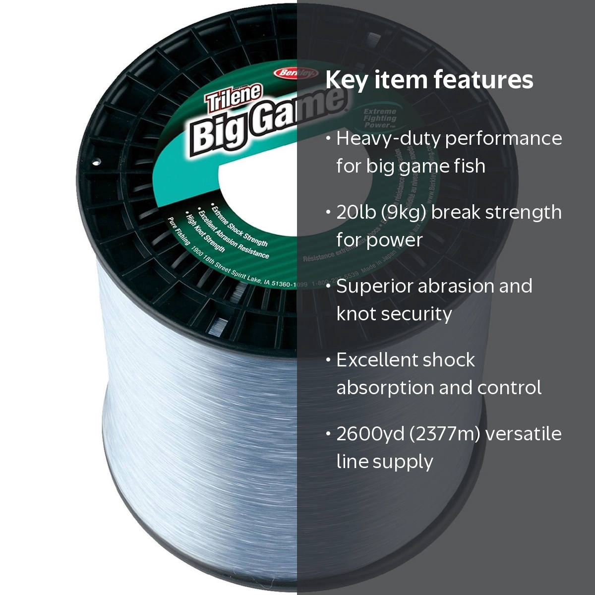 Berkley Trilene Big Game, Clear, 20lb 9kg Monofilament Fishing