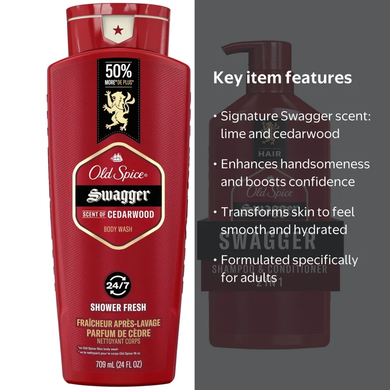 Old Spice Swagger Mens Body Wash, Shampoo and Conditioner Bundle