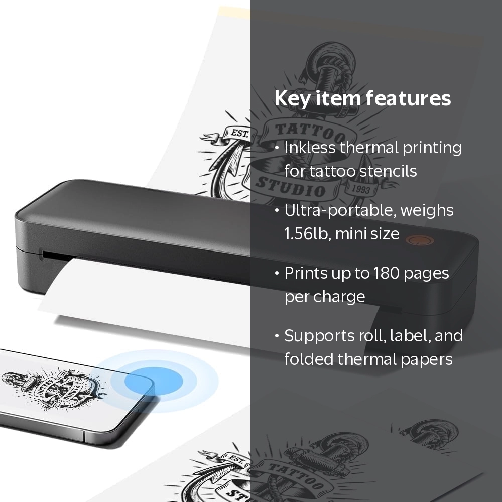 Caveen, Tattoo Stencil Printer, Thermal Tattoo Machine, Black