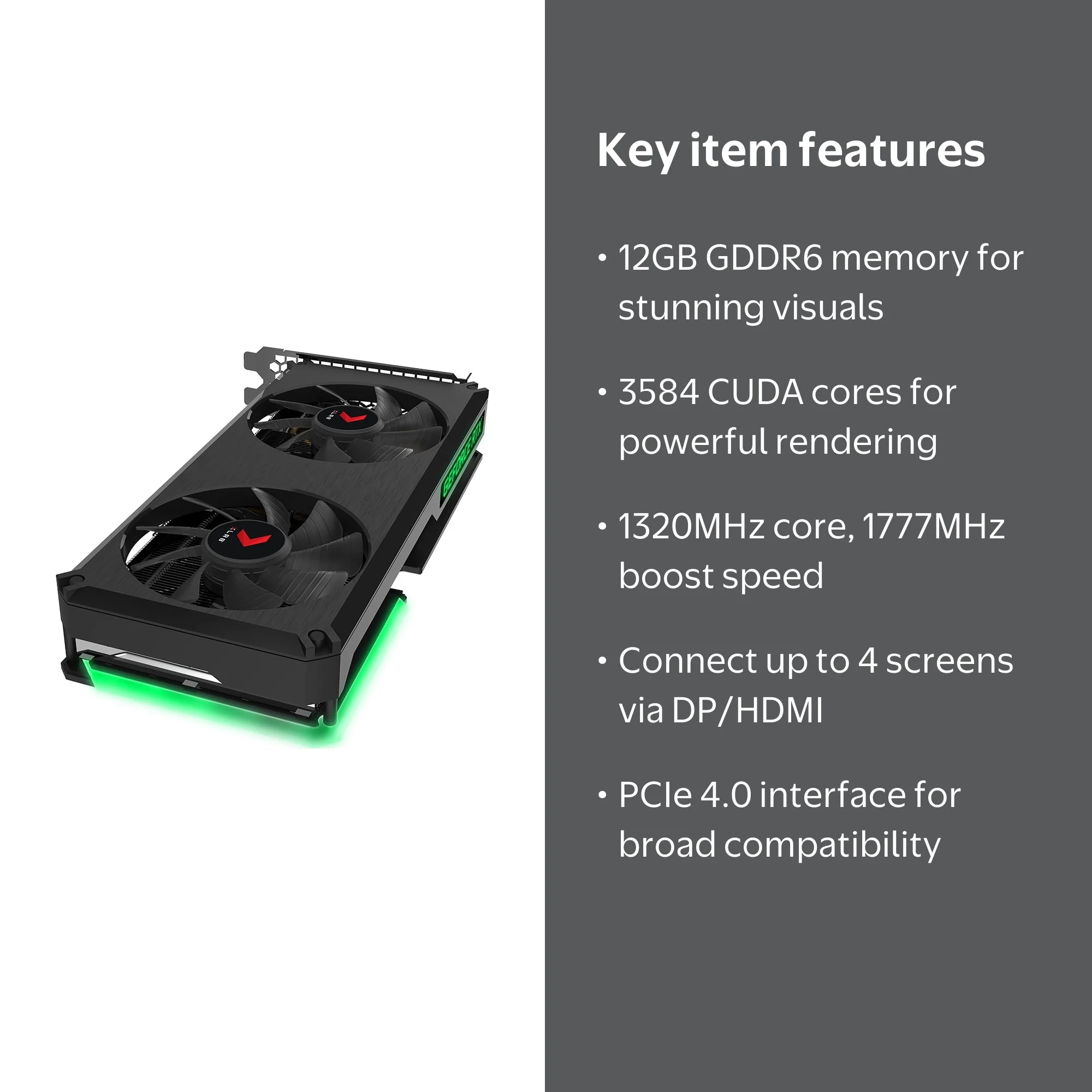 PNY GeForce RTX™ 3060 12GB XLR8 Gaming REVEL EPIC-X RGB™ Dual Fan