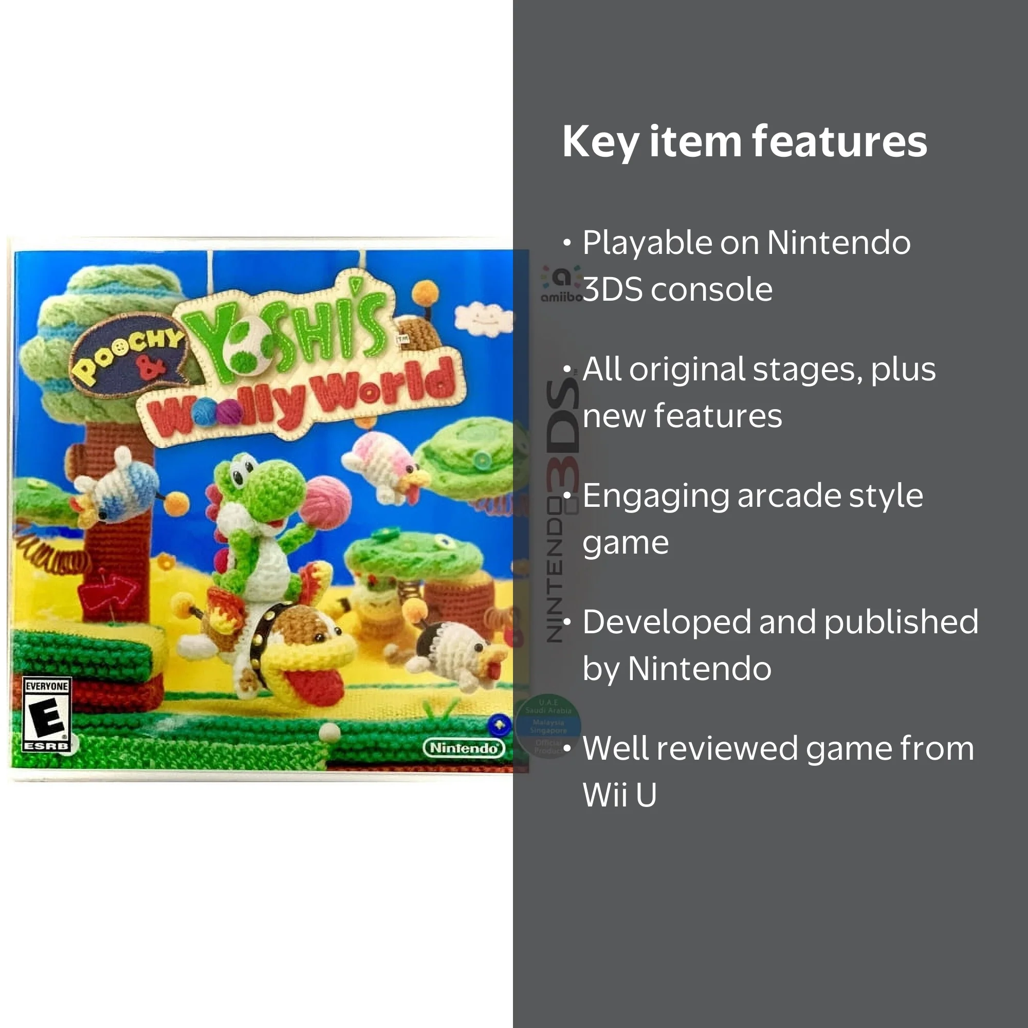 Nintendo 3DS Game - Poochy & Yoshi's Woolly World, Crafty Puzzle