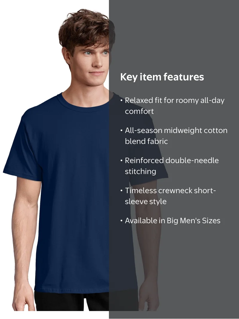 Hanes Essentials Unisex Cotton T-Shirt Navy S - Walmart.com