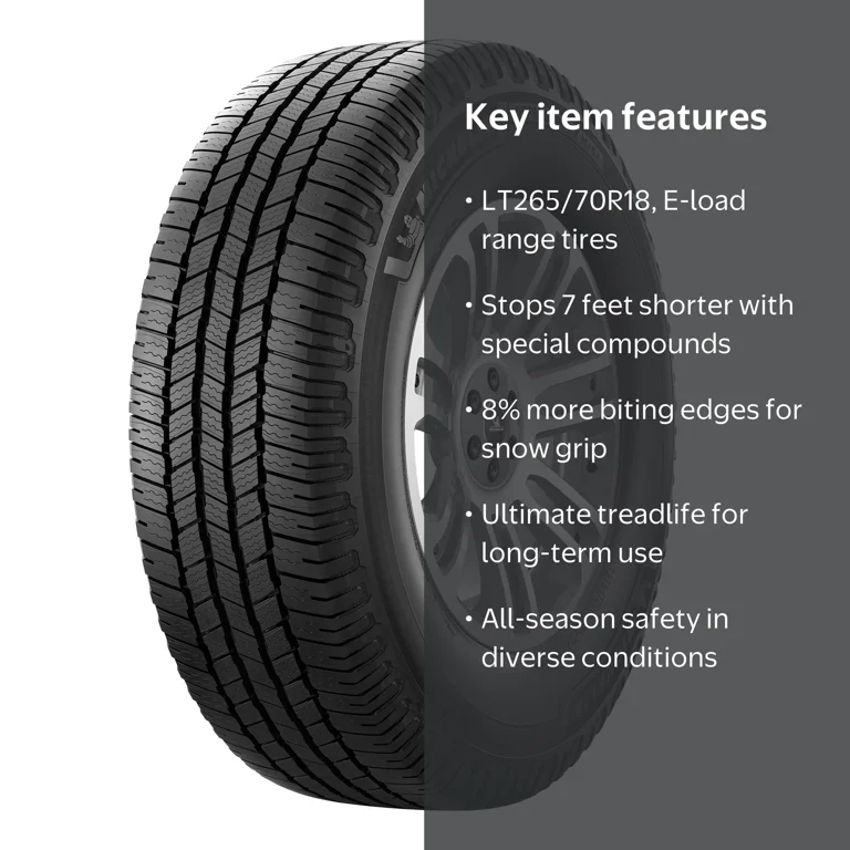 Michelin, Tire, LT265/70R18 124/121S E, All-Season Snow Grip