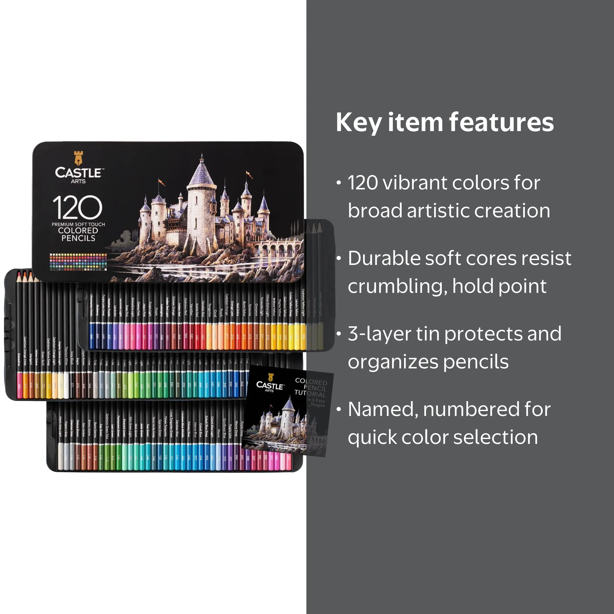 Castle Art Supplies Professional 120 Colored Pencils Set for