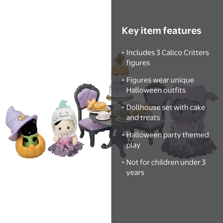 Calico Critters Halloween Surprise Party Set with Figures and
