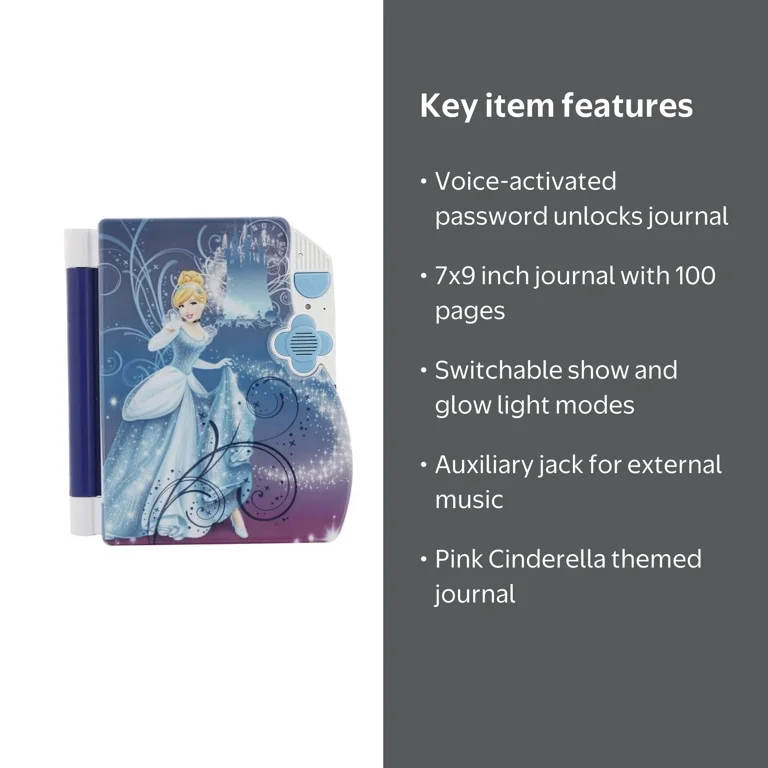 Disney Cinderella Lockable Password Journal, Pink, 7in x 9in, 100