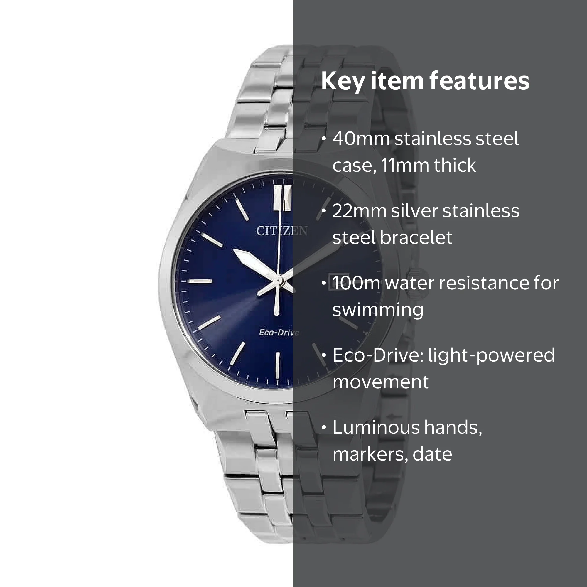 Citizen Men's Eco-Drive Dress Watch, BM7330-59L, Silver Stainless