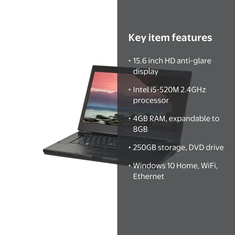 Dell Latitude E6510 Laptop, 15.6'' HD, Intel i5-520M, 4GB Memory