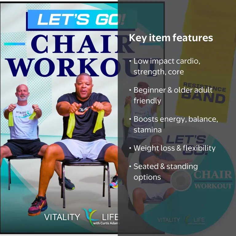 Vitality 4 Life Chair Exercises DVD + Bands for Seniors Over 60