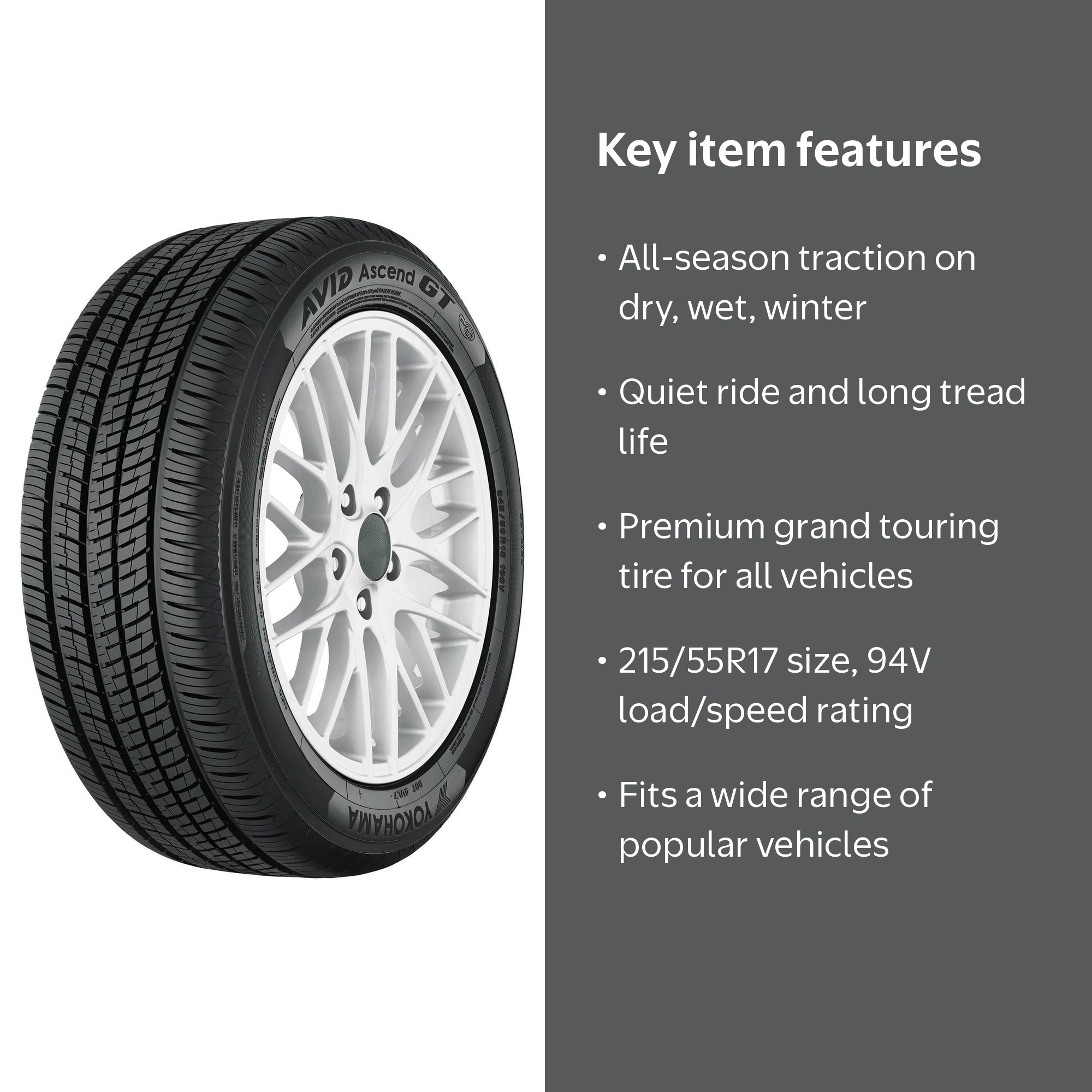 Yokohama Avid Ascend GT 215/55R17 94V All-Season Passenger Tire
