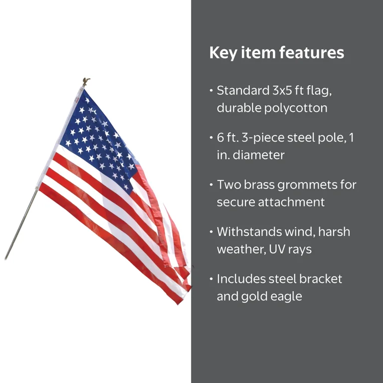 Valley Forge American Flag 3' x 5' Poly Cotton Outdoor Flag Set