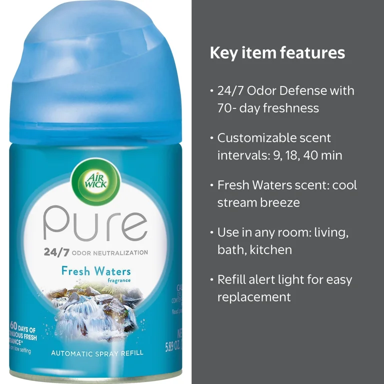 Air Wick Automatic Air Freshener Spray Refill, 1ct, Fresh Waters, Essential Oils