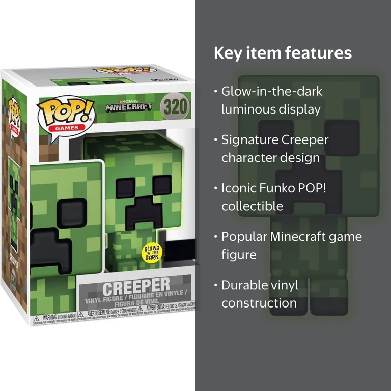 FUNKO POP minecraft マイクラ　CREEPERクリーパー Funko, Video Games, Minecraft Creeper Vinyl Figure, Glow-in-the