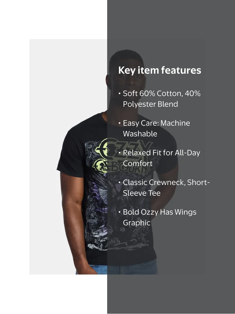 Ozzy Osbourne Men's and Big Men's Ozzy Has Wings Graphic Tee