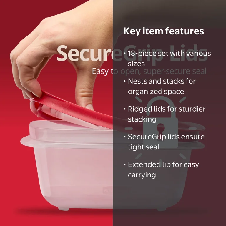 Rubbermaid EasyStore Medium Rectangle Containers, 18-Piece Set