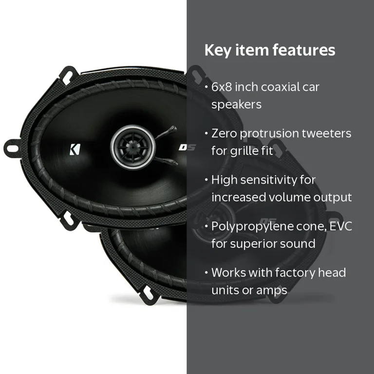 Kicker, 6x8-Inch Coaxial Car Speakers, 43DSC6804, 70W RMS